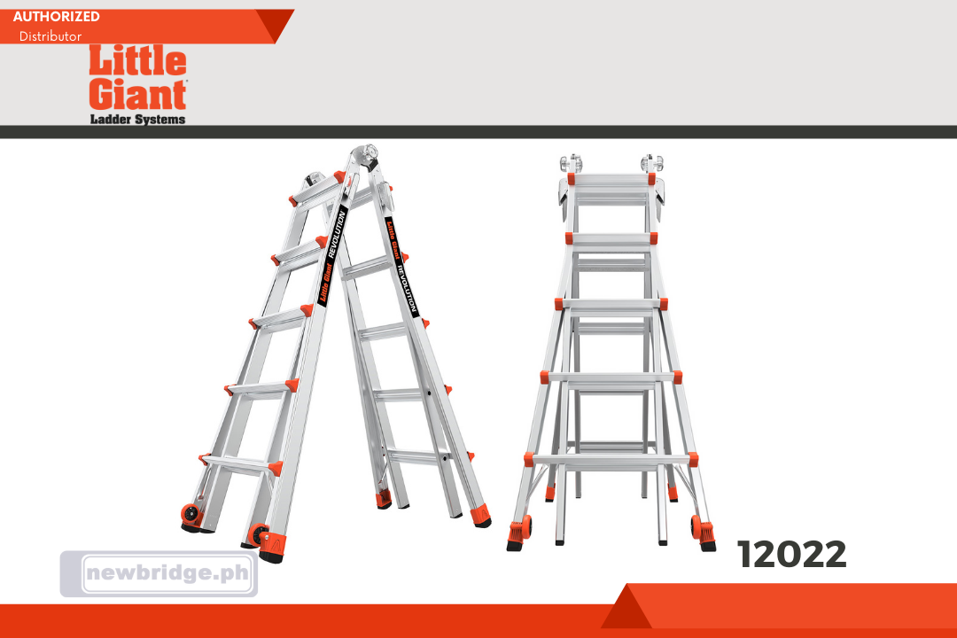 12022 REVOLUTION, Model 22 - ANSI Type IA - 300 lb Rated, Aluminum Articulated Extendable Ladder with Trestle Brackets