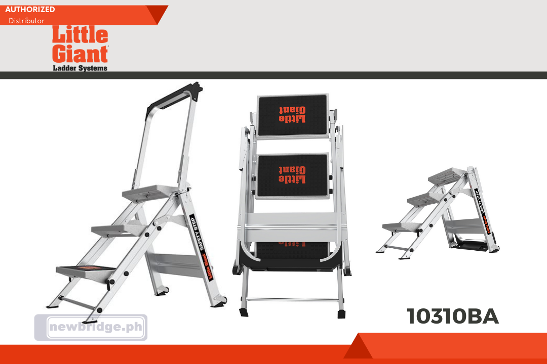 10310BA SAFETY STEP SAFETY STEP, 3-Step Model - ANSI Type IA - 300 lb Rated, Aluminum Step Stool with Handrail