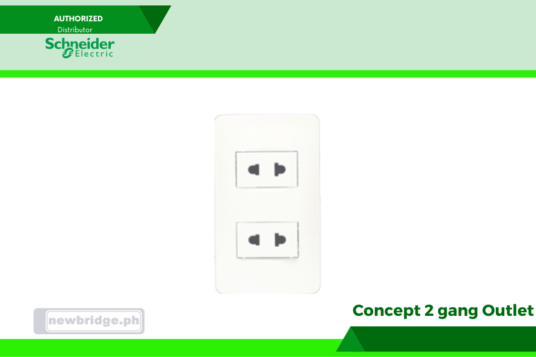 2 Gang Flush Plate w/ Plastic Grid (A3002 WE); 2-Pin Universal Socket Outlet Module w/ Shutter (3426USM WE) - Concept 2 gang Outlet