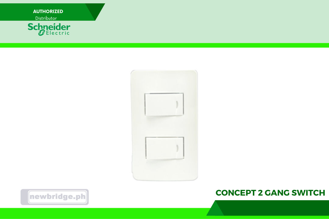 2 Gang Flush Plate (A3002 WE); Switch Mechanism (3031-1-2M-F WE) - Concept 2 gang switch