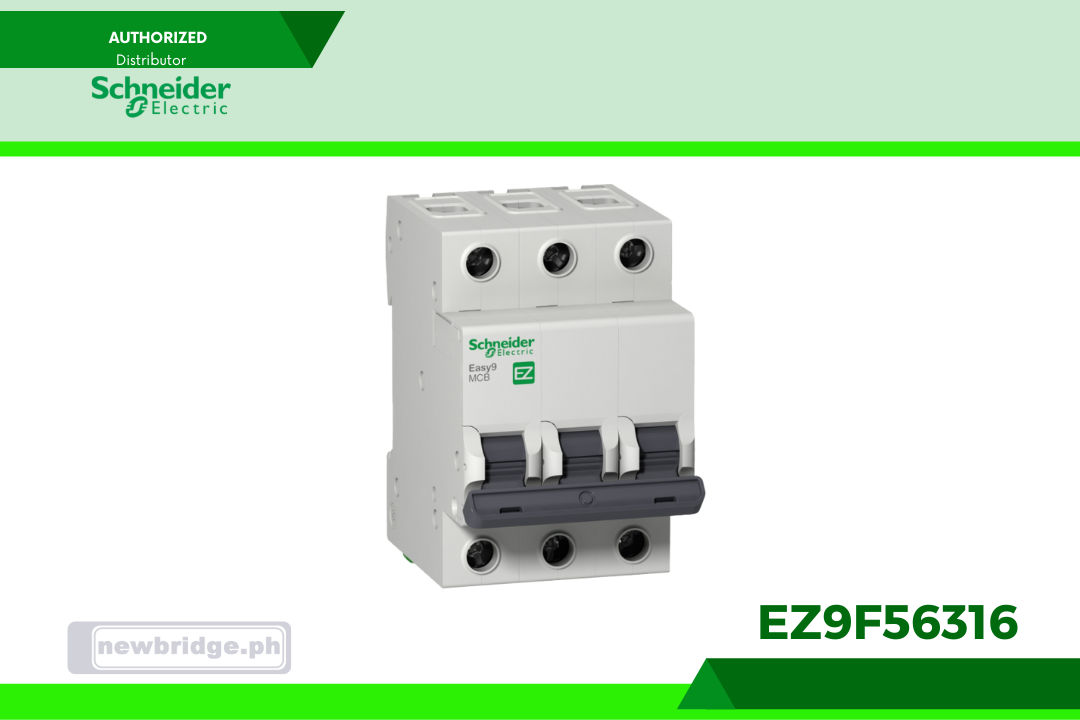 EZ9F56316, Miniature circuit breaker, Easy9, 3P, 16 A, C curve, 6000 A