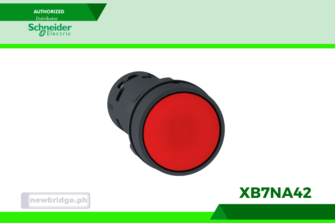 XB7NA42- Harmony, Monolithic push button, plastic,red, Ø22, spring return, unmarked, 1 NC