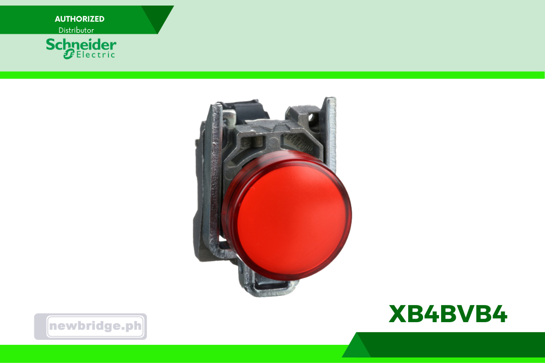 XB4BVB4- Harmony, Pilot light, metal, red, Ø22, plain lens with integral LED, 24 V AC/DC