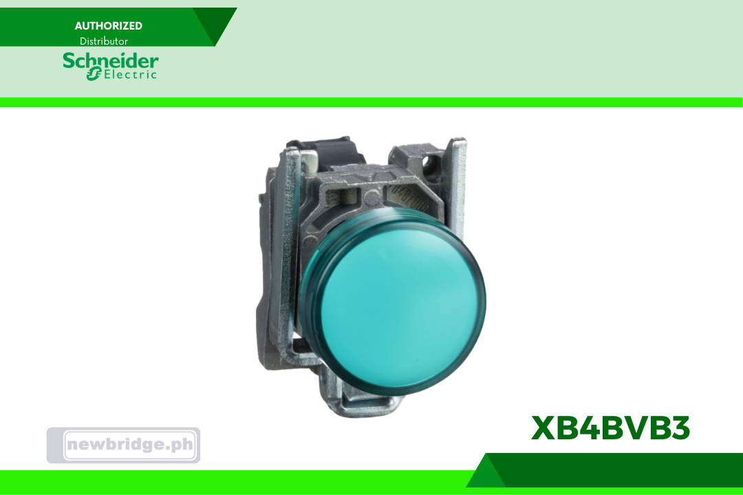 XB4BVB3- Harmony, Pilot light, metal, green, Ø22, plain lens with integral LED, 24 V AC/DC