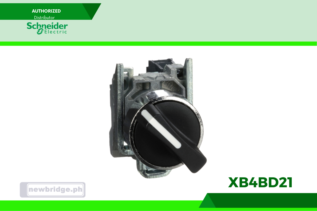 XB4BD21- Harmony, Selector switch, metal, black, Ø22, 2 positions, stay put, 1 NO