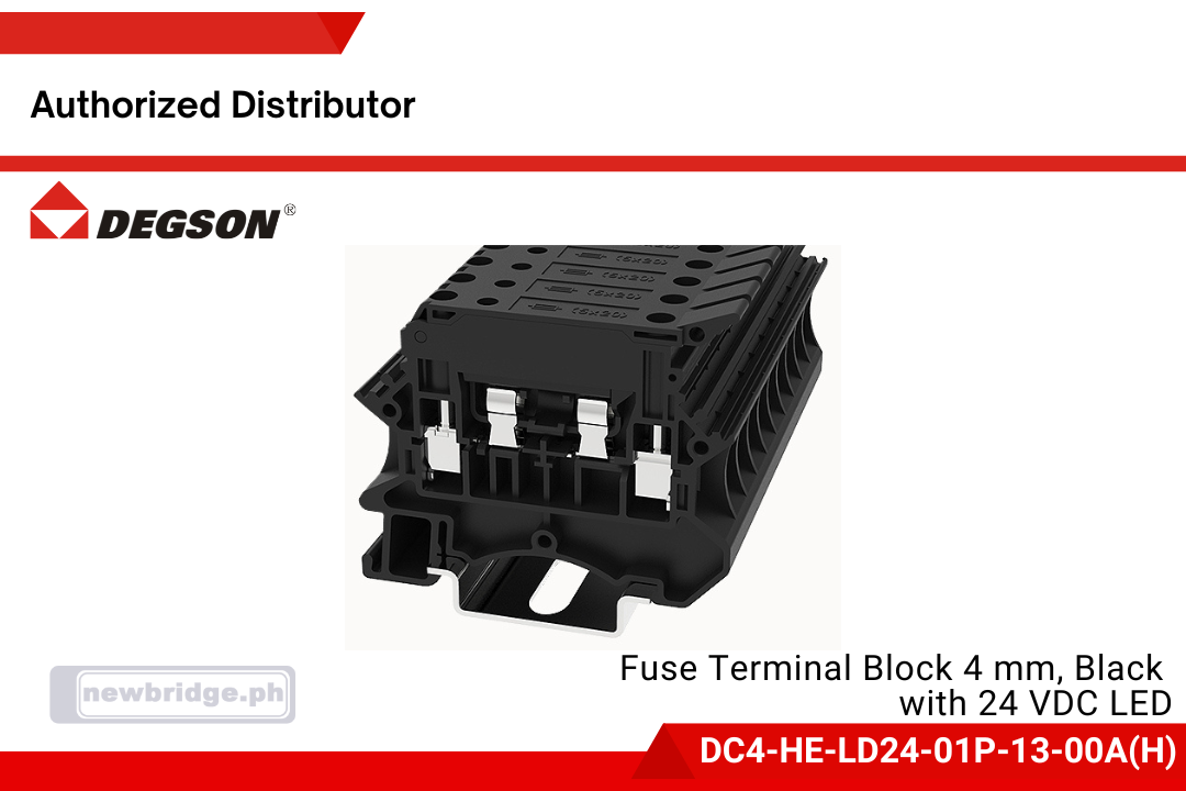 Degson Fuse Terminal Block 4 mm, Black  with 24 VDC LED