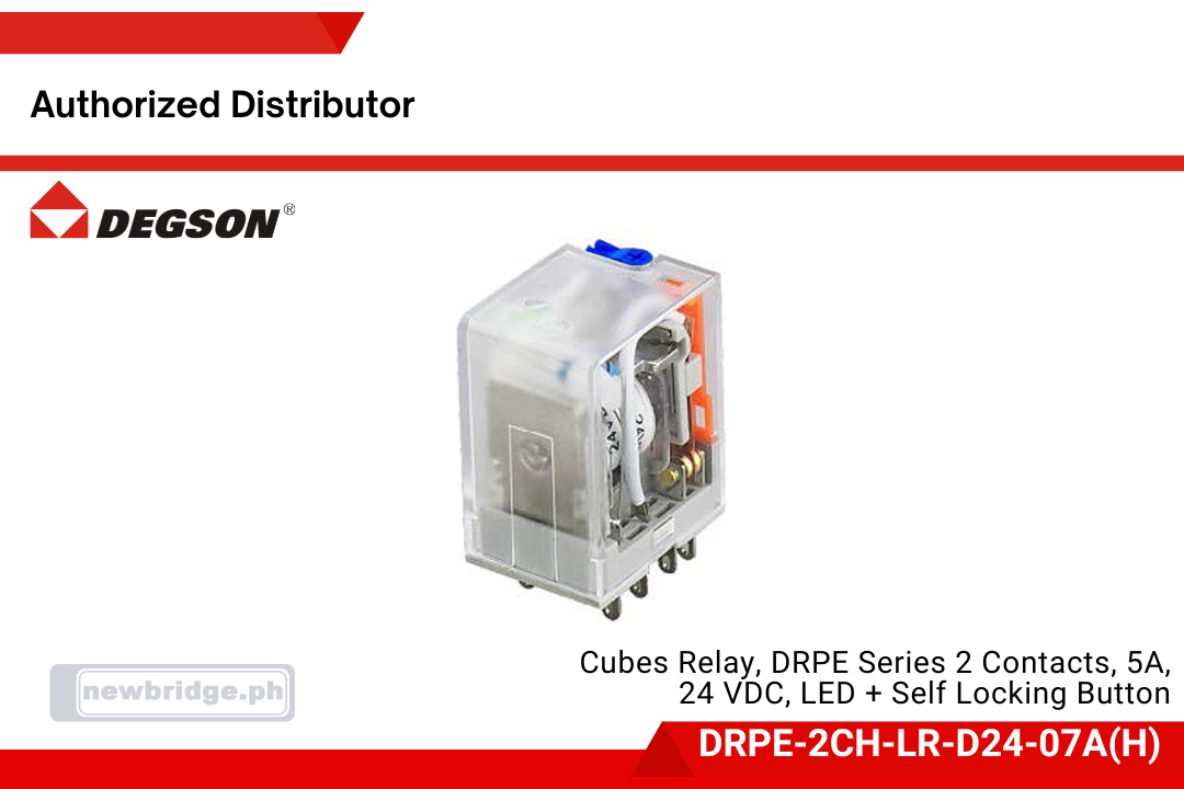 Degson Cubes Relay, DRPE Series 2 Contacts, 5A, 24 VDC, LED + Self Locking Button