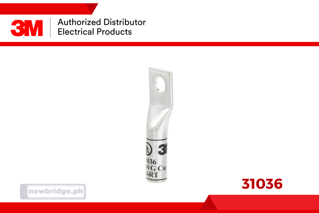 31036, 3M™ Scotchlok™ Copper One Hole Long Barrel Lug, up to 35 kV, 2/0 AWG, Black