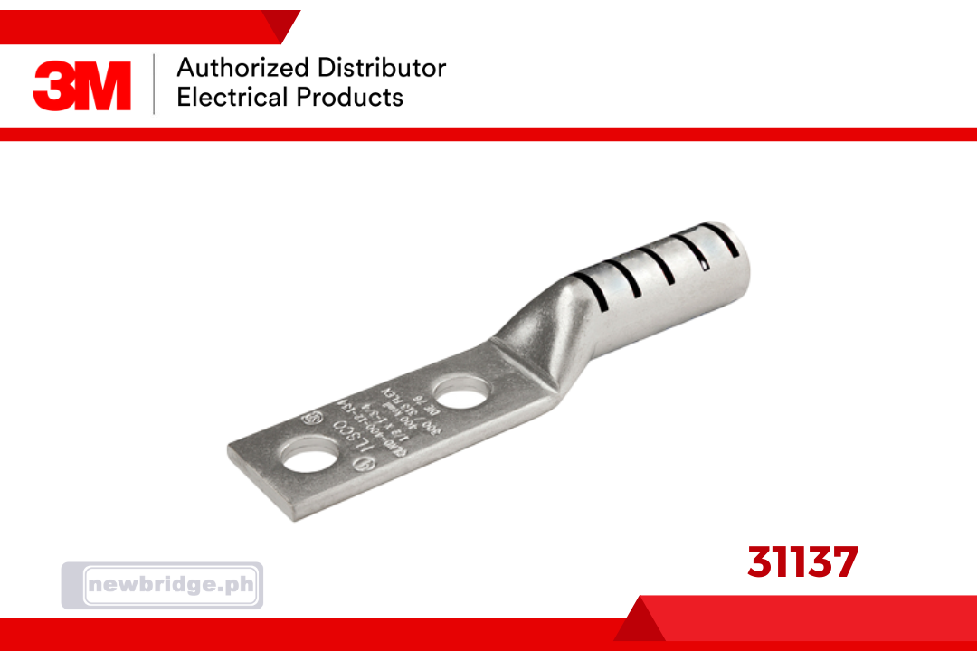 31137, 3M™ Scotchlok™ Copper Two Hole Lug, up to 35 kV, 2/0 AWG. 1/2 AWG, black