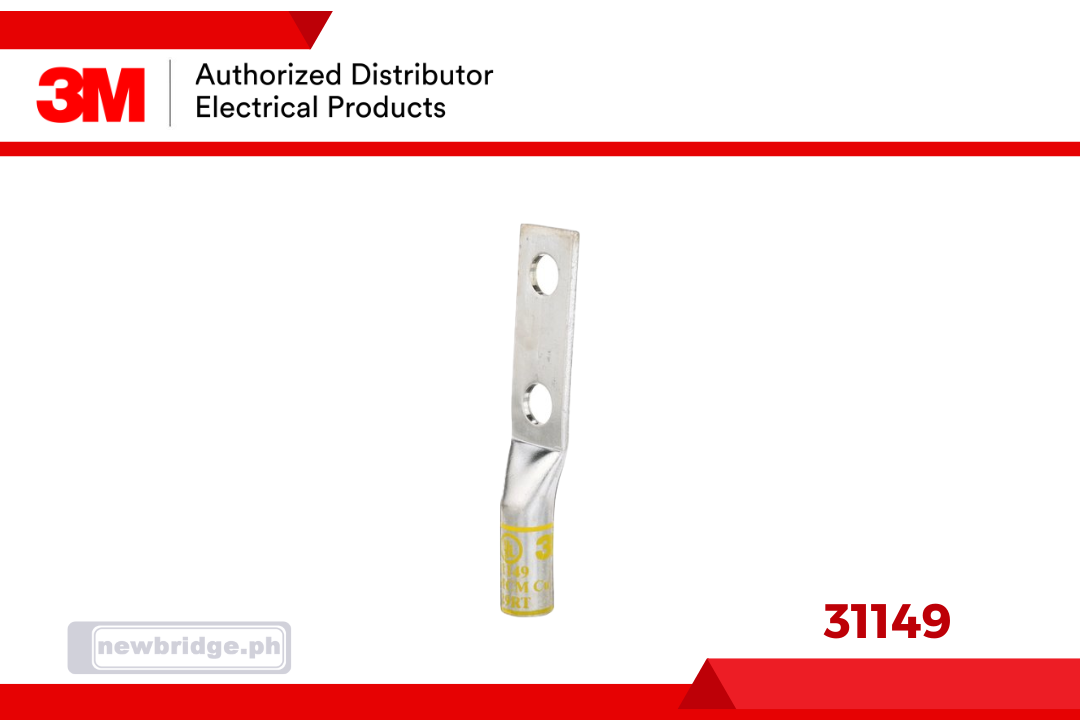 31149, 3M™ Scotchlok™ Copper Two Hole Long Barrel Lug, up to 35 kV, 250 kcmil, Yellow