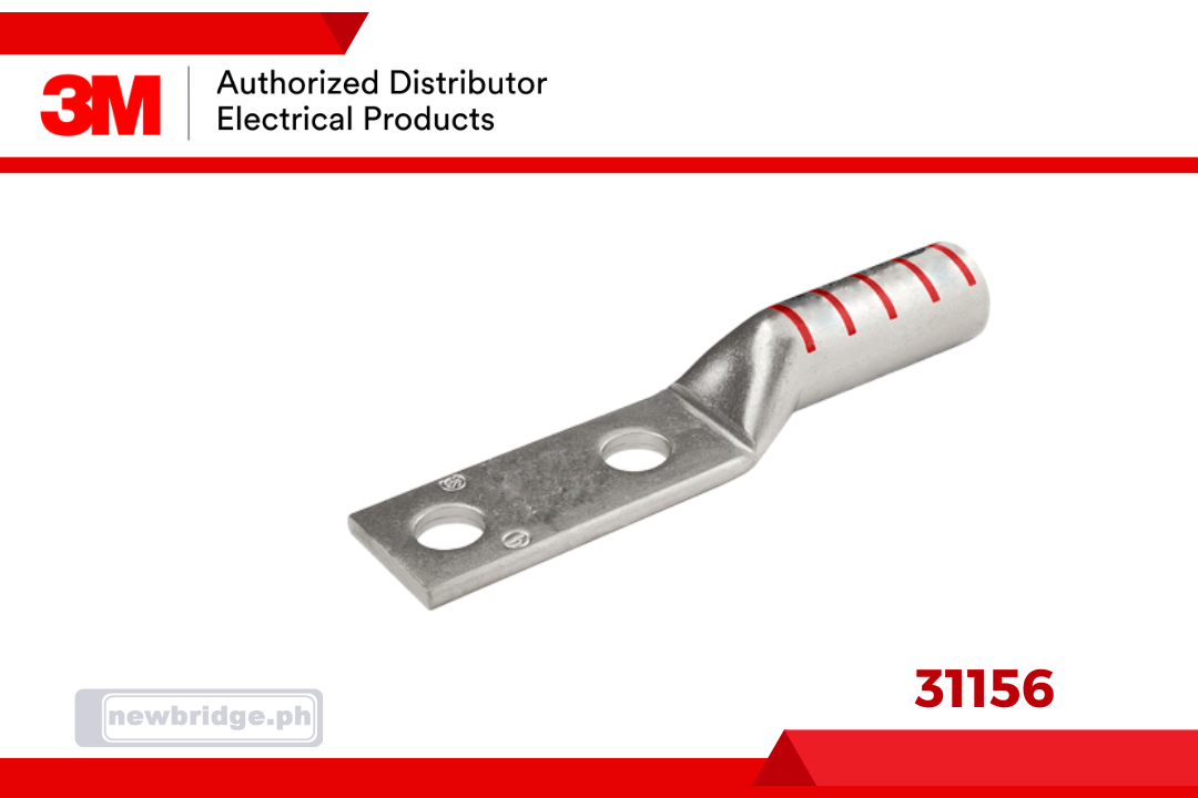 31156, 3M™ Scotchlok™ Copper Two Hole Long Barrel Lug, up to 35 kV, 350 kcmil, Red