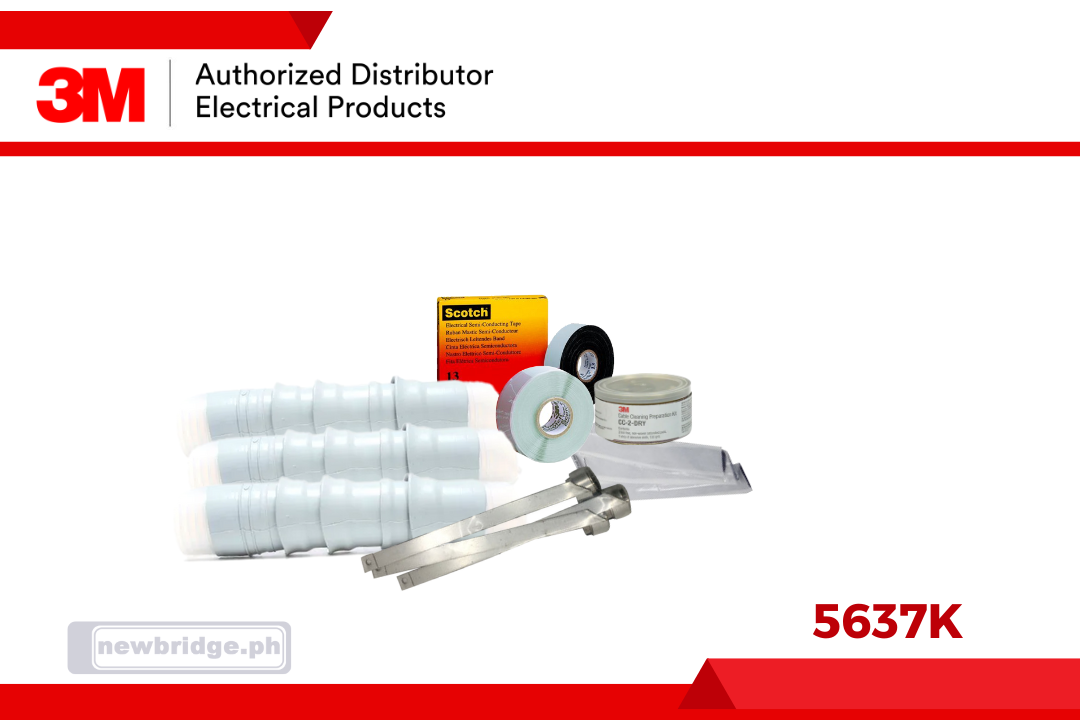5637K, 3M™ Cold Shrink QT-II Termination Kit, Tape, Wire and UniShield®, 5-15 kV, 1.30-1.95 in (33-50 mm) Cable Insul. O.D., 3 terminations/kit